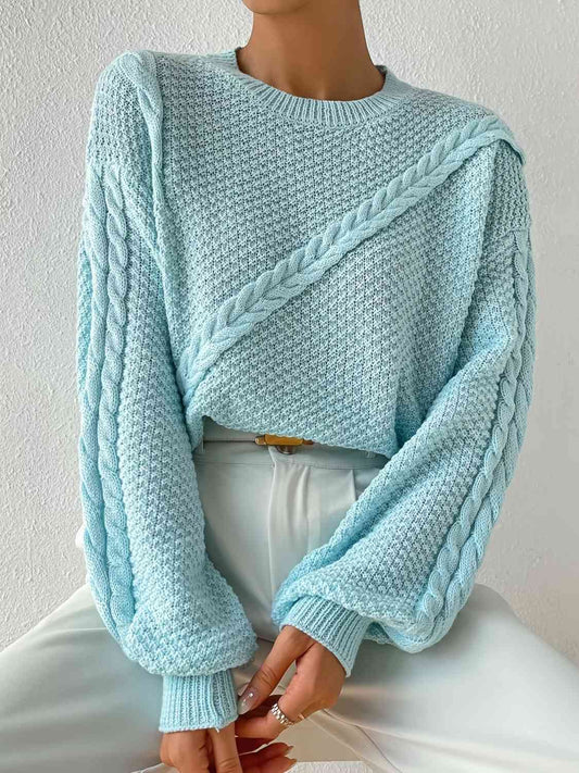 Round Neck Dropped Shoulder Sweater