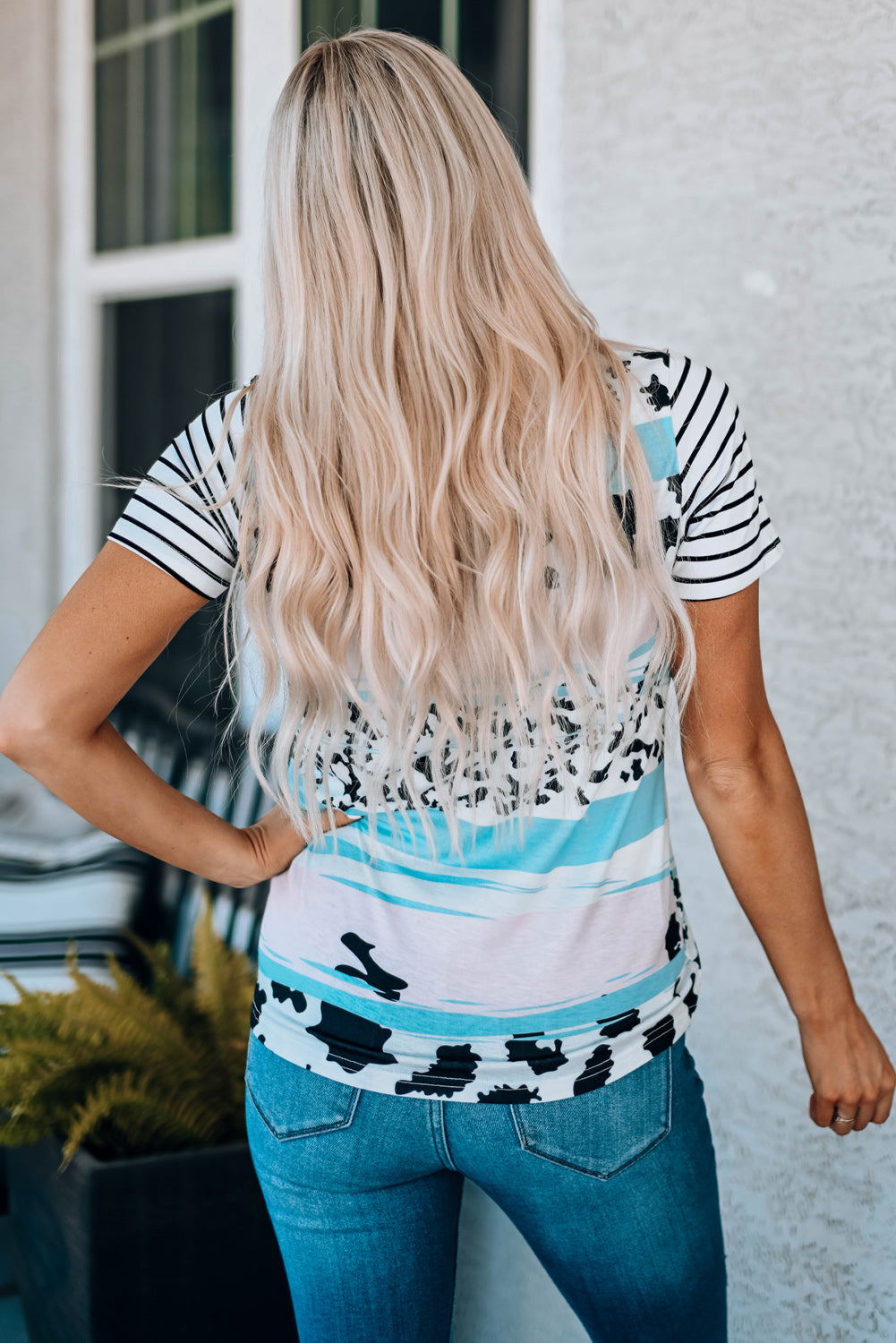 Mixed Print Round Neck Tee