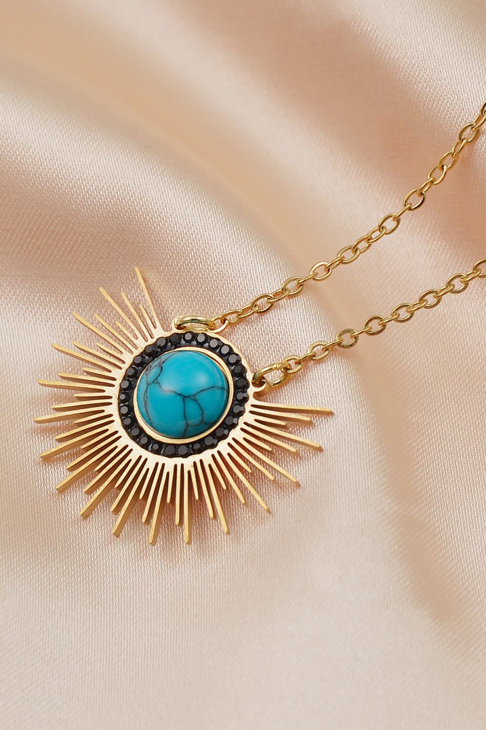 Turquoise 14K Gold Plated Pendant Necklace